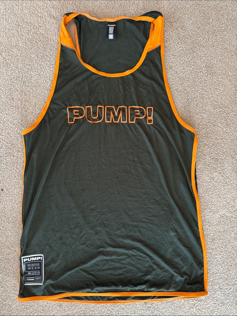 Men's Pump brand Black & Orange Mesh Tank Top